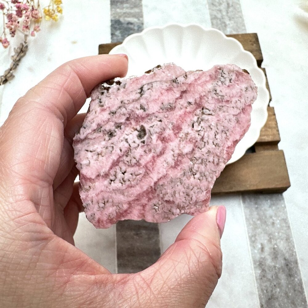 Gorgeous Small Thin Rhodochrosite Slice/Slab